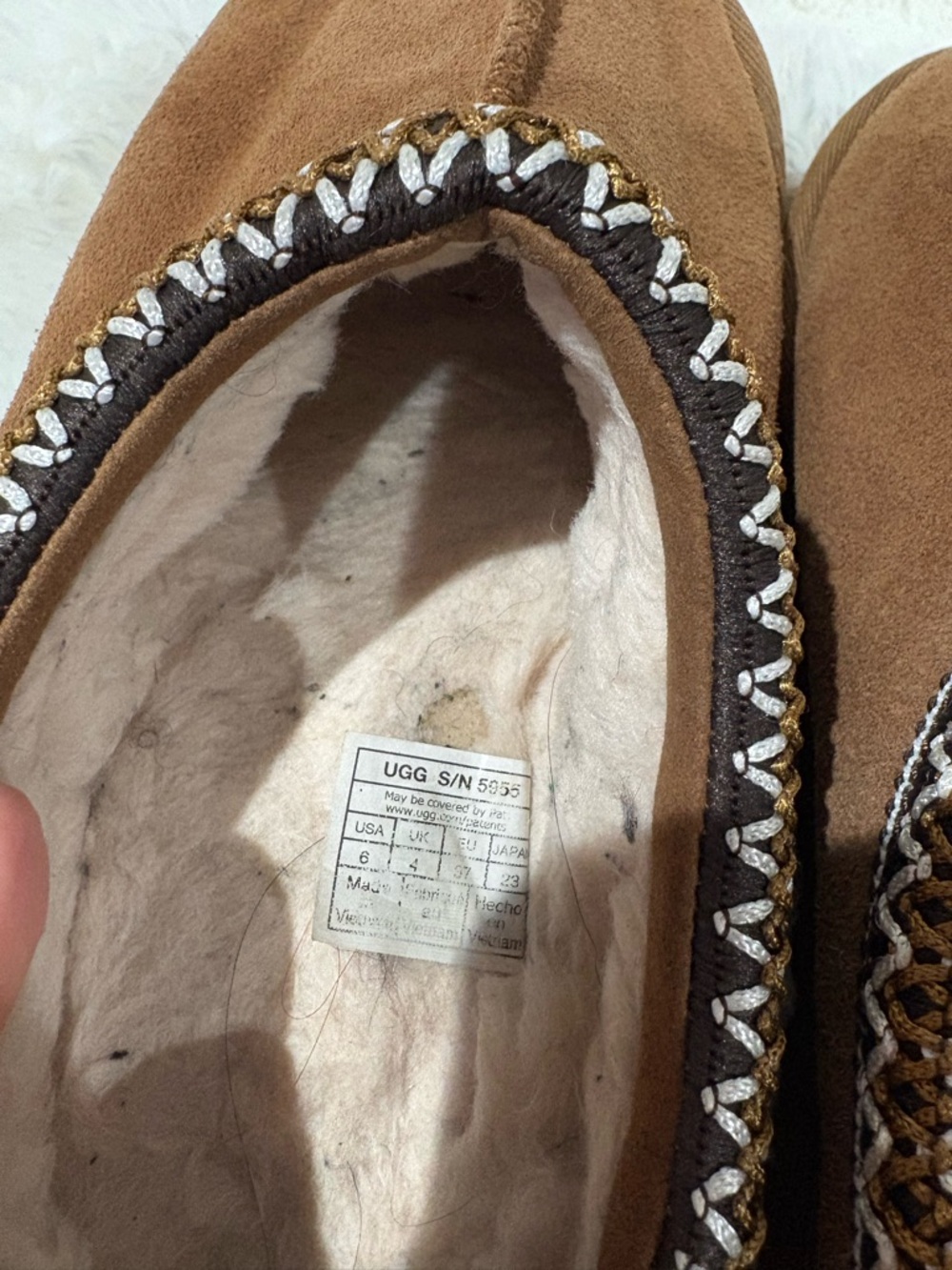 UGG Brown Suede Slip-On Moccasins with Decorative Trim - Picture 8 of 9